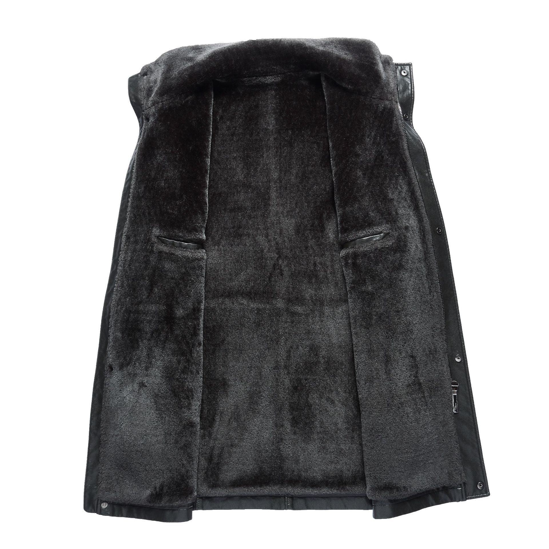 Real Leather Men's Winter Jacket – Thickened & Fleece-Lined Elegance Carmine Juneberry