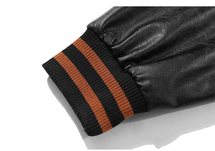 Men Funny Furry Patches Bomber Jacket Autumn Baggy Fashion Hip Hop Hig Peach Sam